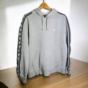 PLAYBOY X Pacsun Sz M Gray and Black Hoodie Sweatshirt with Stripe Accents